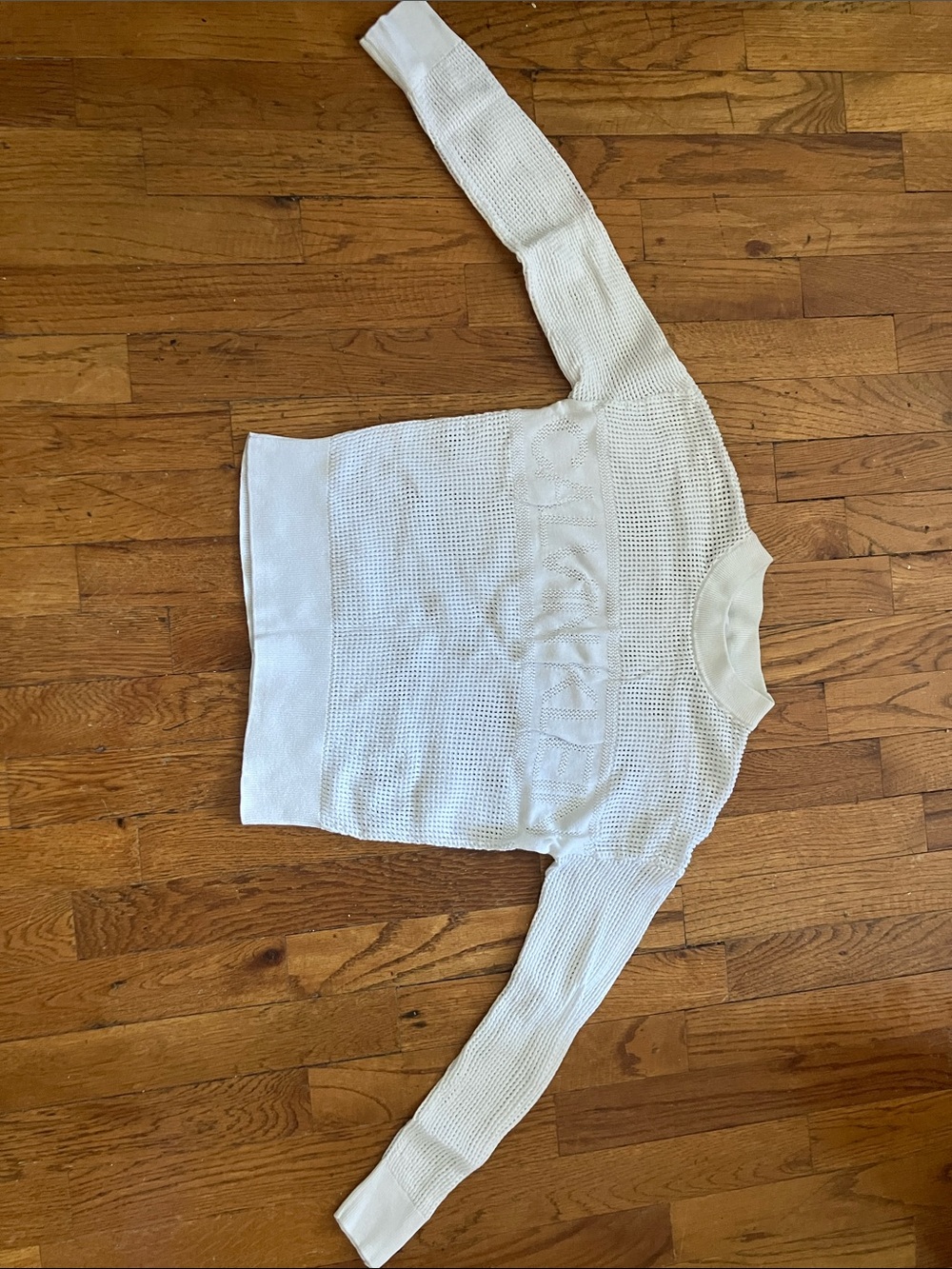 Calvin Klein Cream Open-Knit Crewneck Sweater